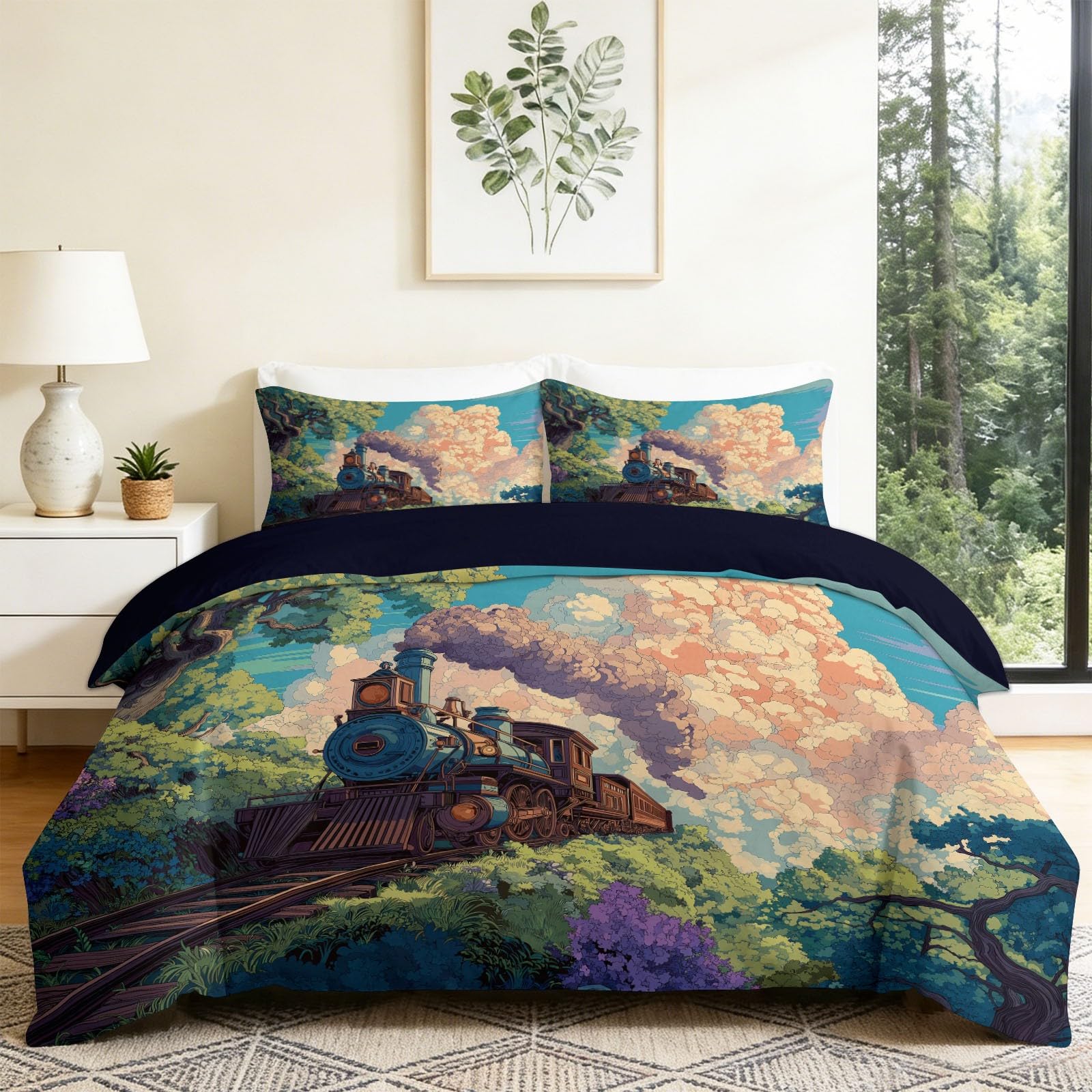 Funda de edredón negra de microfibra dibujos animados cama King