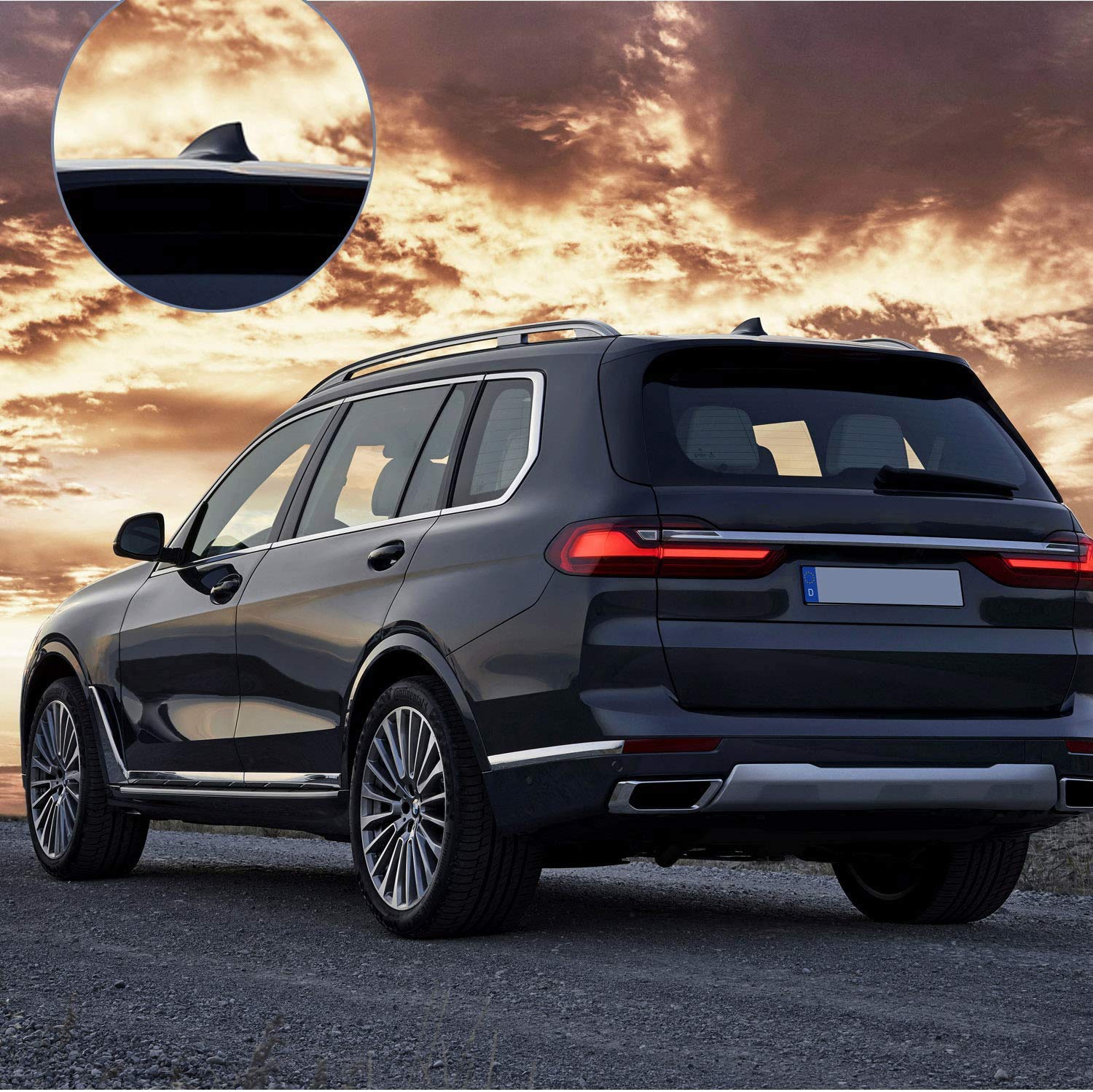 Eightwood Car Roof Top Shark Fin Antena Dab Digital Radio Coche Stereo FM/Am Radio amplificada combinada Antenna Vehicle In-Dash Head Unit GPS Sistema de navegación SMA DIN Adapter Extension Cable 5m