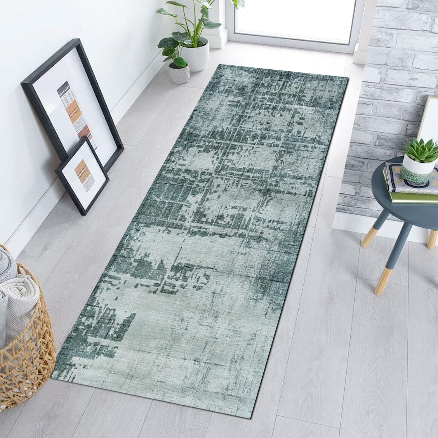 Tappeto Passatoia Runner 80x420 Cm Verde Moderno: Antiscivolo E Lavabile Per Cucina, Corridoio, Ingresso - 2