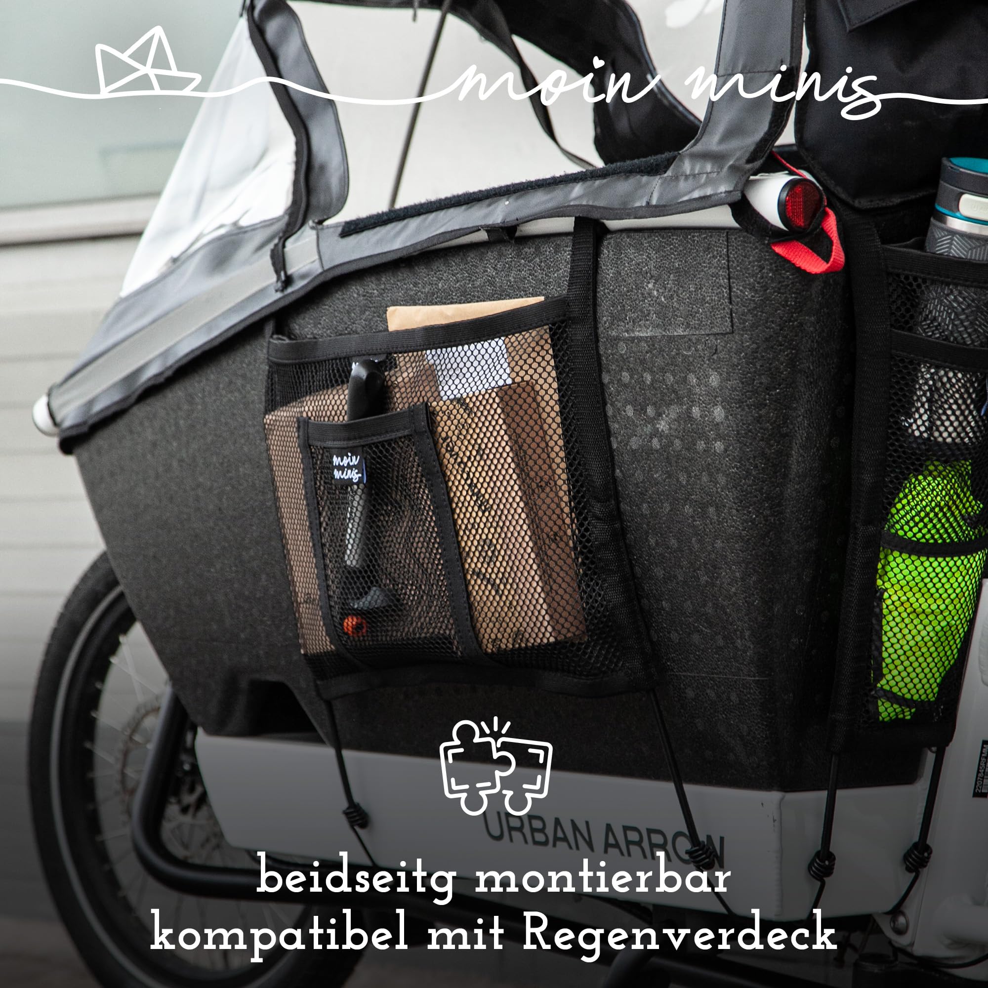 seitliches Gepäcknetz für Urban Arrow Family Lastenrad Fahhrad Cargo Bike Netz Gumminetz Ersatz für Fahrradtasche oder Fahrradkorb