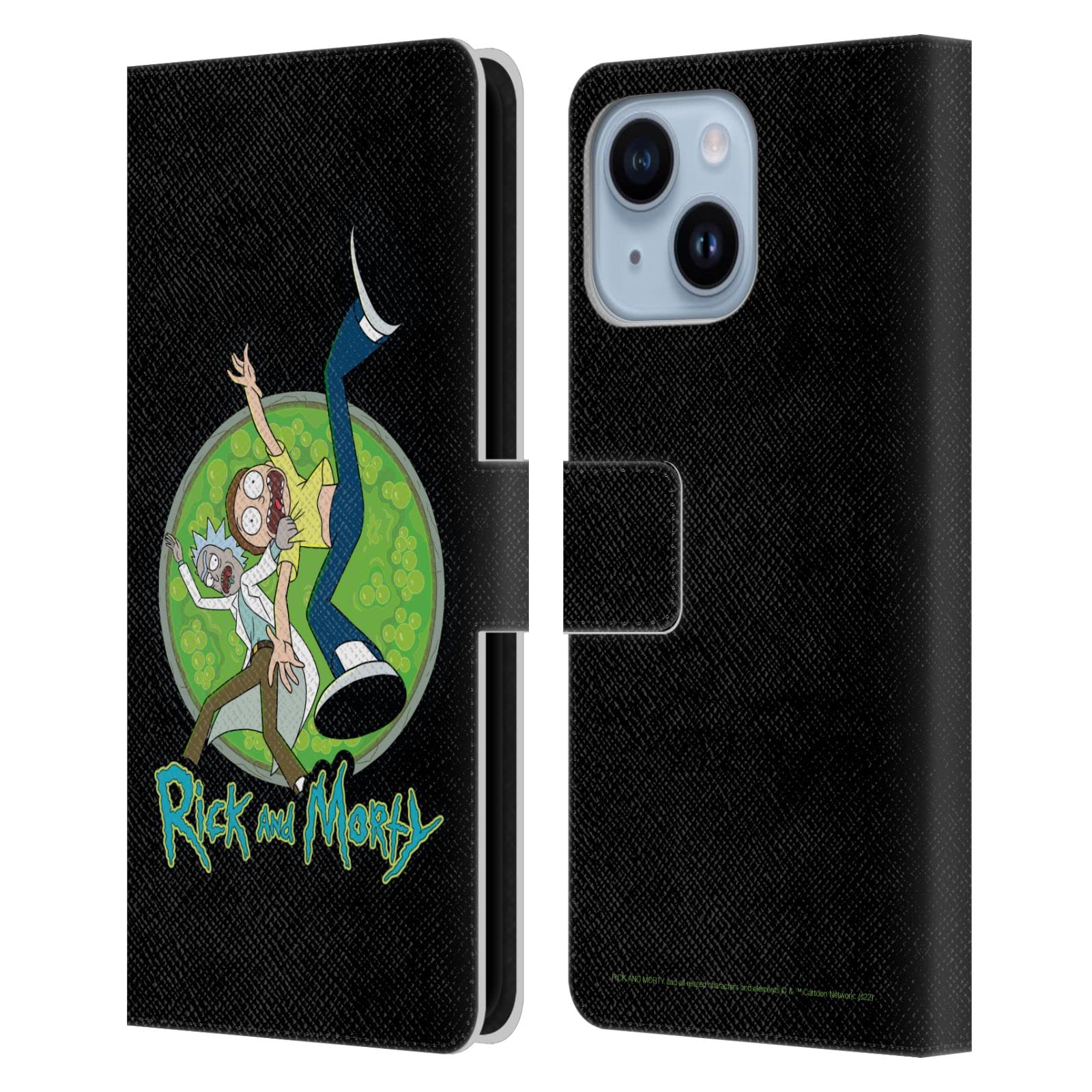 Rick and Morty Coque Portefeuille Cuir iPhone 14 Plus Protection Intégrale