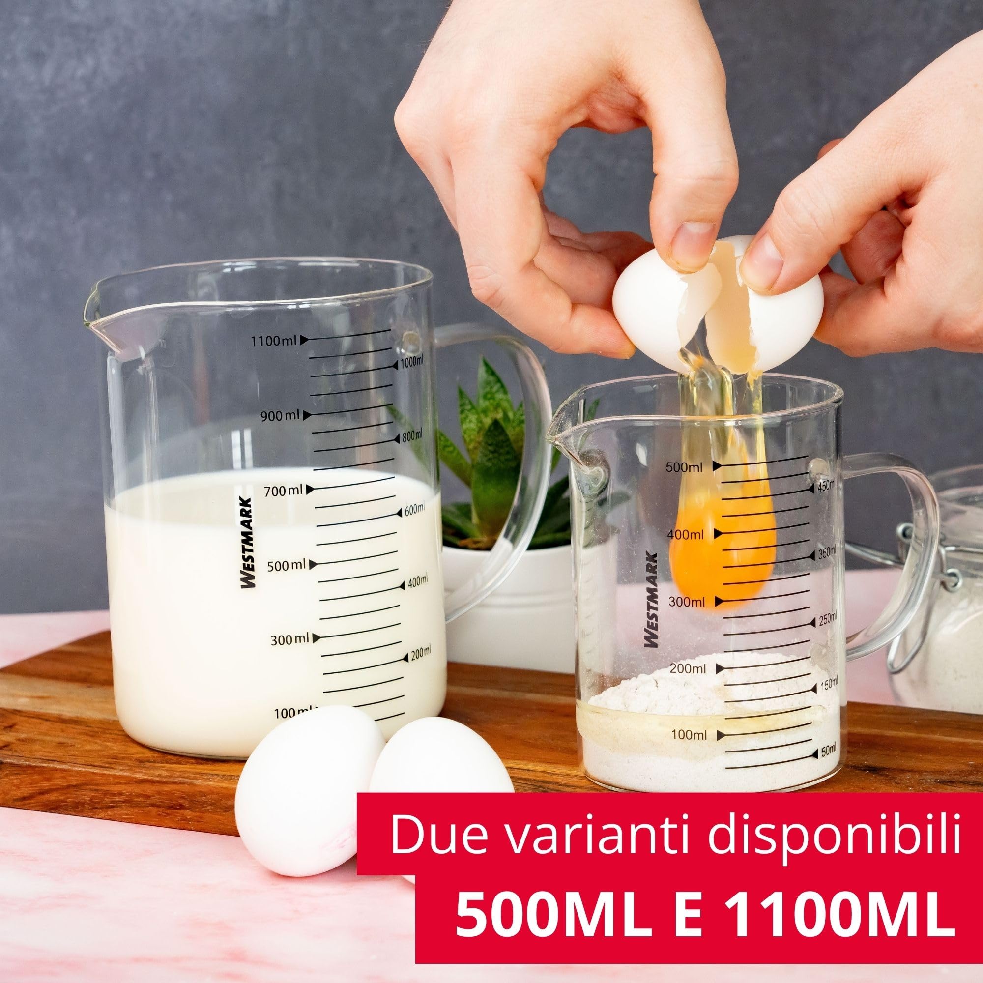 Westmark Brocca dosatrice in vetro - Ideale per misurare ingredienti per dolci e cottura, adatta a microonde, resistente alle temperature, manico ergonomico - 1,1 litri