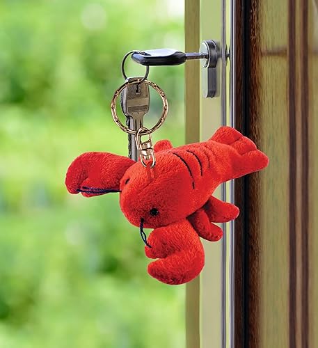 Miniatura 5 de Puzzled Llavero de peluche de langosta roja, juguete de peluche súper suave de animales oceánicos para mochilas, bolso, llaves de automóvil con