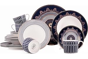 Bone China Dinnerware Set of 20 for 4 persons, Handmade Reactive Glaze...