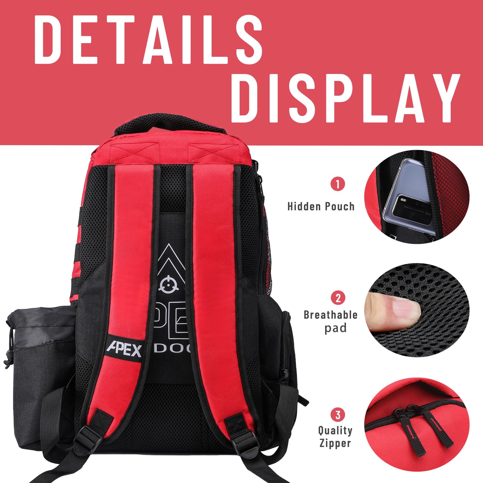 Discgolftasche, Discgolf-Rucksack mit 21+ Disc-Kapazität, langlebige und leichte Frisbee-Golftaschen mit Mehreren Aufbewahrungstaschen