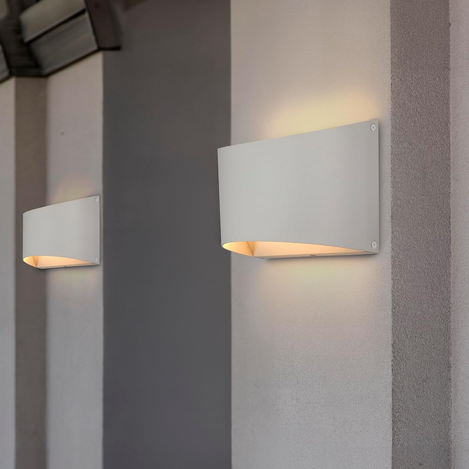Maxxima LED Outdoor Wall Light, Modern Up and Down Sconce Light, Dimmable, 12 Watt, 800 Lumens, 5 CCT 2700K/3000K/3500K/4000K/5000K, White Wall Wash, Commercial or Residential