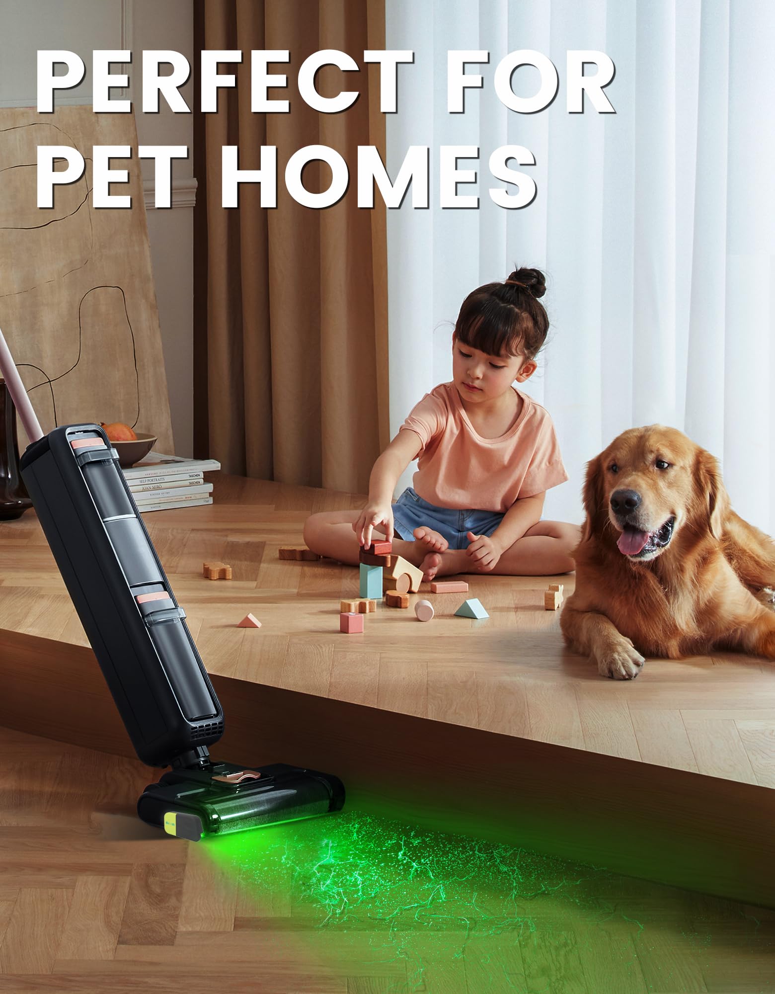 Luz verde para aspiradora que muestra todo el polvo, accesorio de luz para aspiradora que muestra todo el polvo y detecta el pelo de gato y perro, accesorios universales actualizados (recargable por