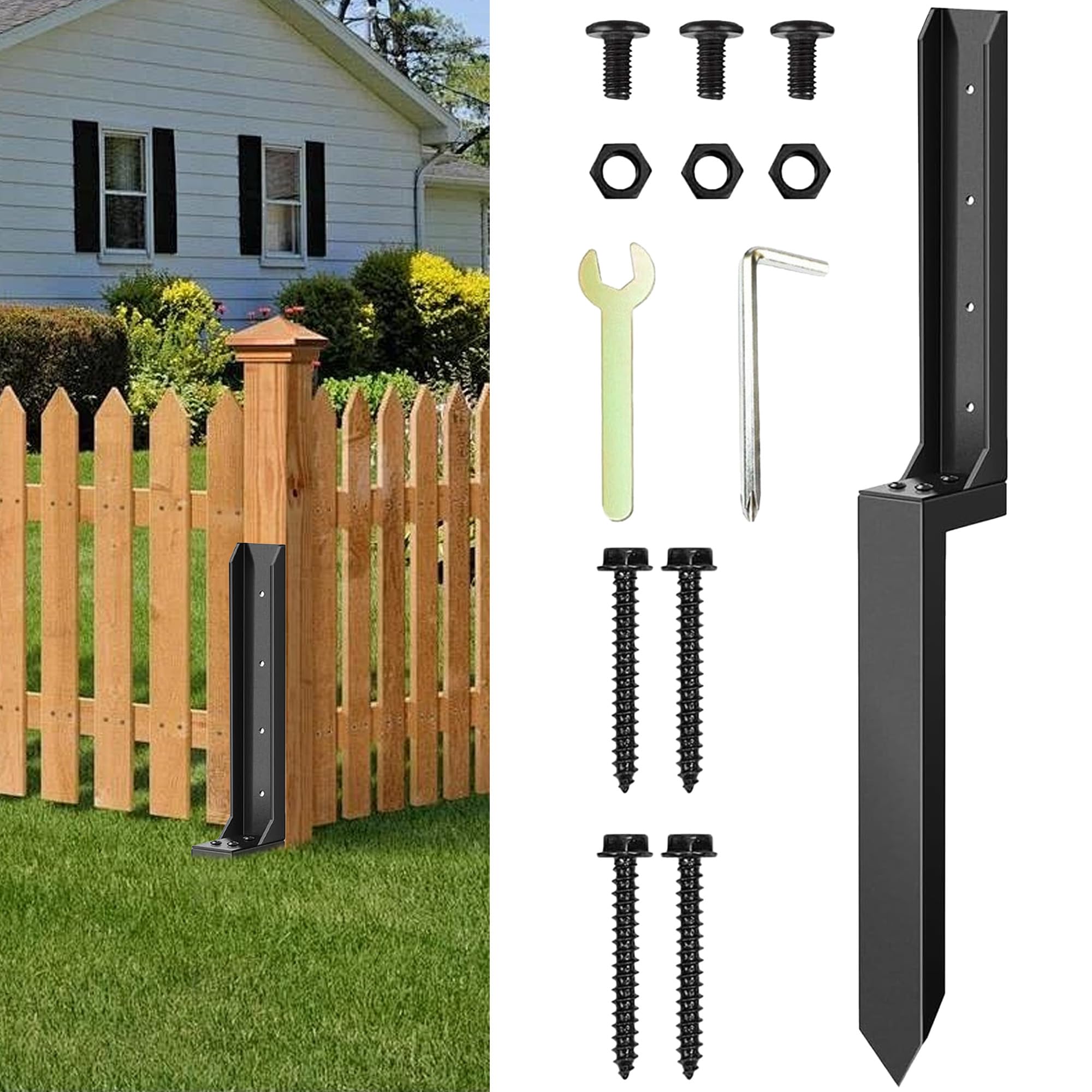 YOZAIUUI Fence Post Repair Kit - Heavy Duty Steel Support