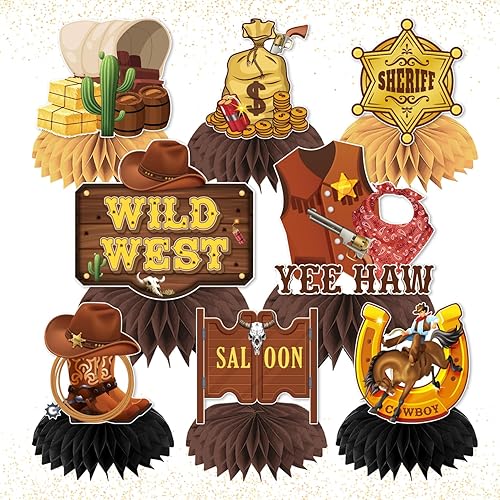 Miniatura 1 de Centros de mesa de panal de abeja, 8 centros de mesa occidentales para mesas, centros de mesa de vaquero del salvaje oeste para mesas, centros de