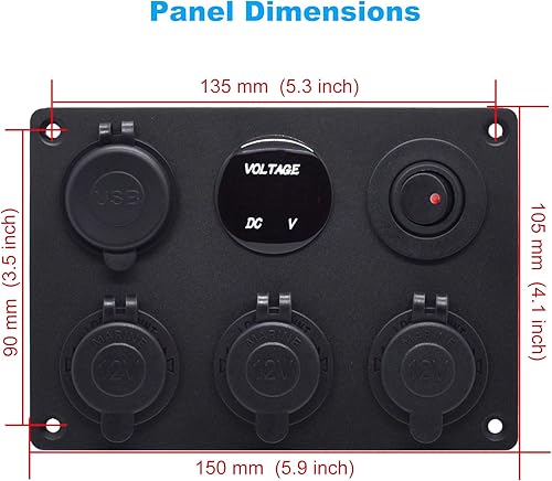 Miniatura 5 de Cllena - Cargador de enchufe USB dual 2.1A y 2.1A + voltímetro LED + adaptador de toma de corriente para encendedor de cigarrillos de 3 enchufes de