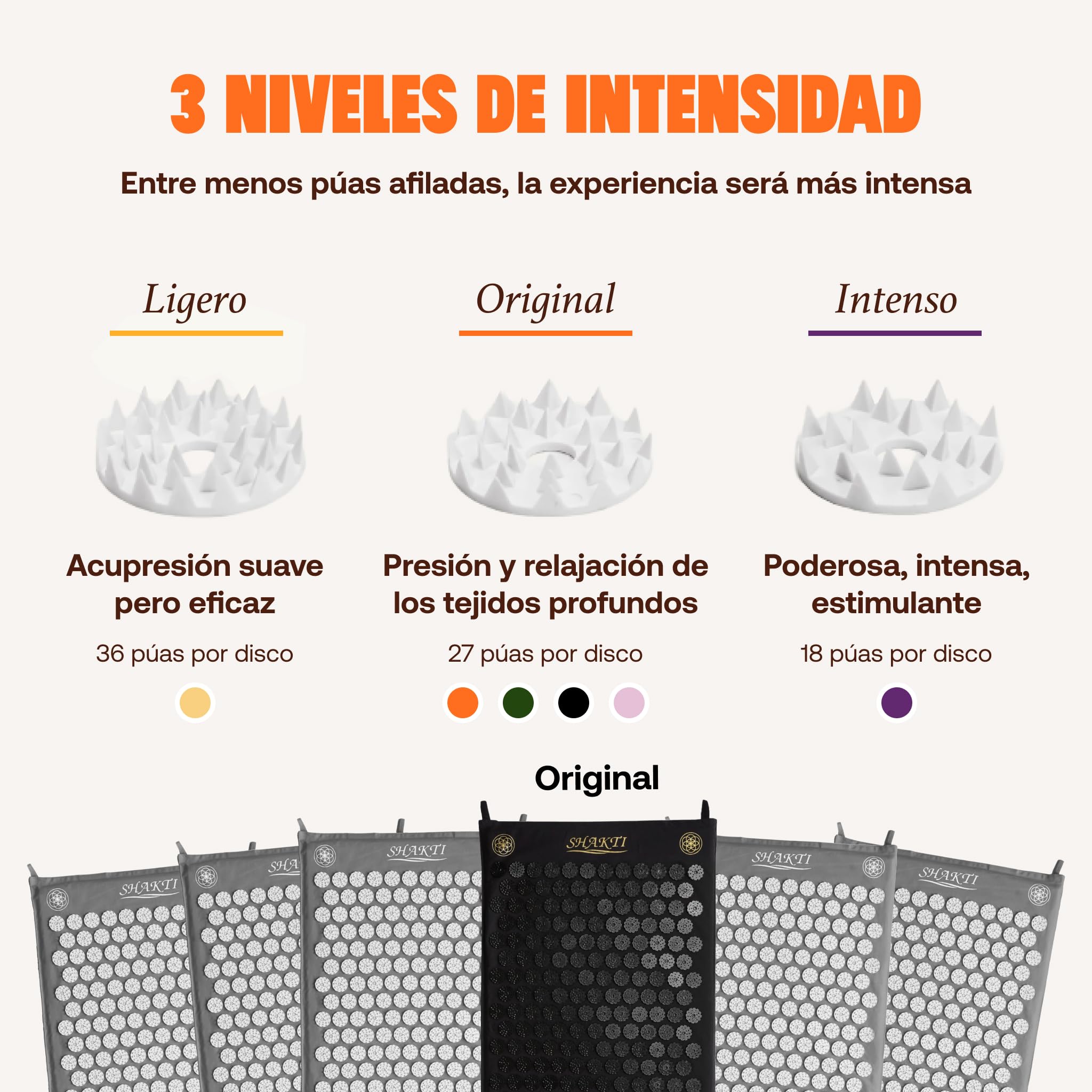 ShaktiMat [La original] Esterilla de acupresión - Algodón orgánico - Fabricación ética - Relajación y masaje en la espalda, la cervical, los piernas, los pies - Negro