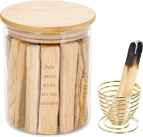 ZenBless Tanque de almacenamiento de vidrio para palitos de incienso de Palo Santo, caja de almacenamiento de incienso para Palo Santo de 4 pulgadas