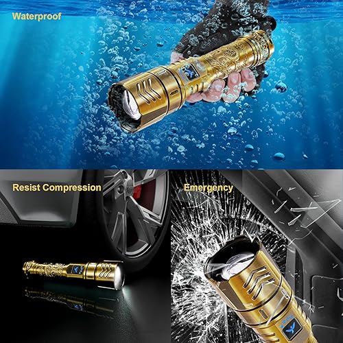 Miniatura 7 de SKYFIRE Linternas LED de alto lúmenes con lente de encendido, linterna recargable súper brillante de 3000 lúmenes, zoomable, cuatro modos, luz