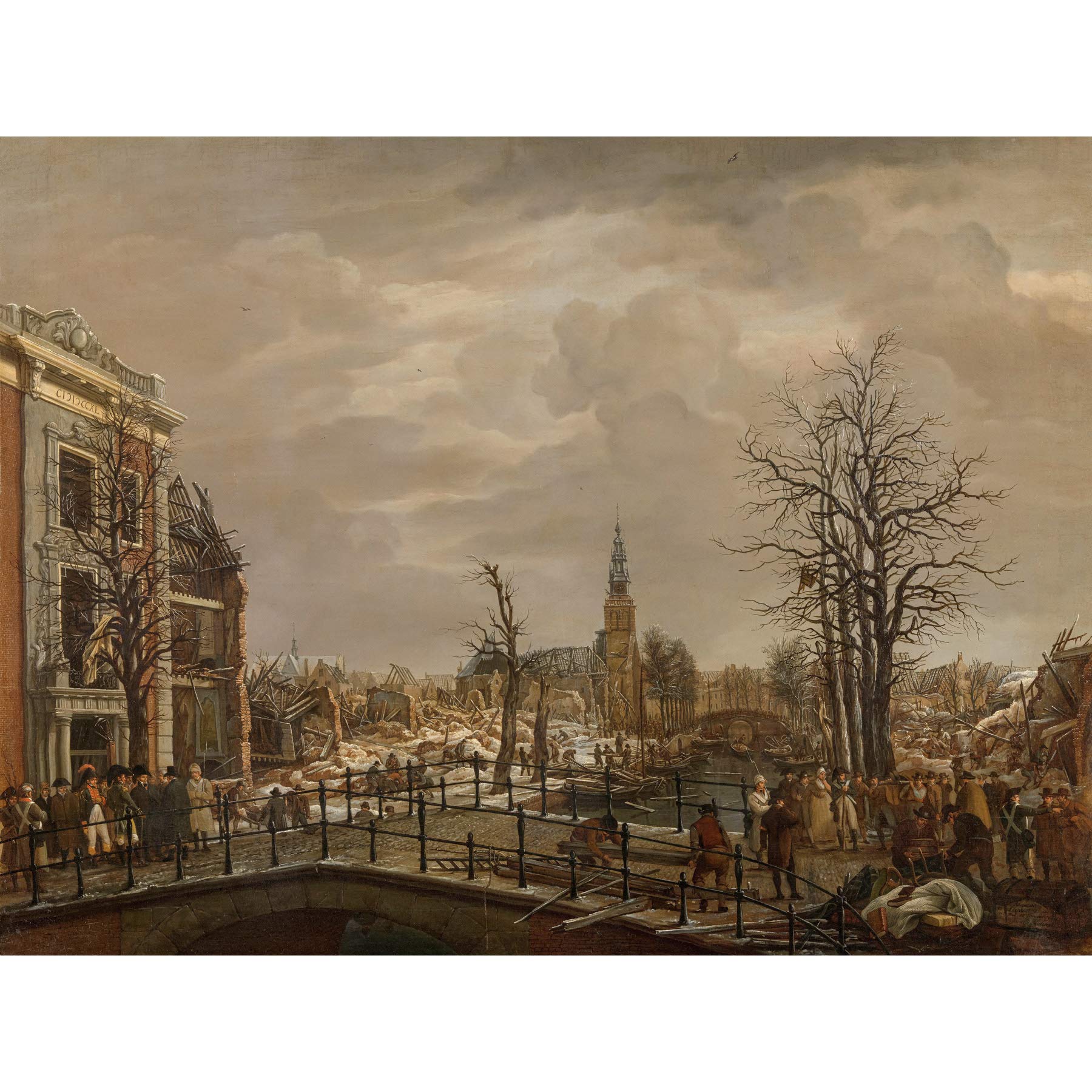 Artery8 Hansen The Rapenburg Leiden Cityscape Painting Premium Wall Art Canvas Print 18X24 Inch