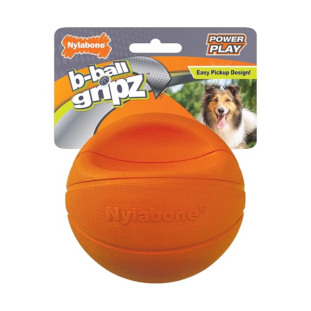 Nylabone Power Play Gripz - Juguete de Goma de Baloncesto de Fieltro para Perros, Pelota chirriante…