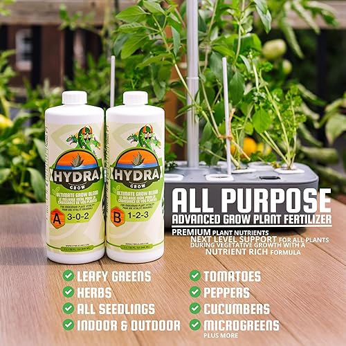 Miniatura 5 de HydraGrow A & B Base Grow Nutrients - Juego de 8 onzas - 2 partes de alimento líquido para plantas para sistemas hidropónicos y jardines de suelo -