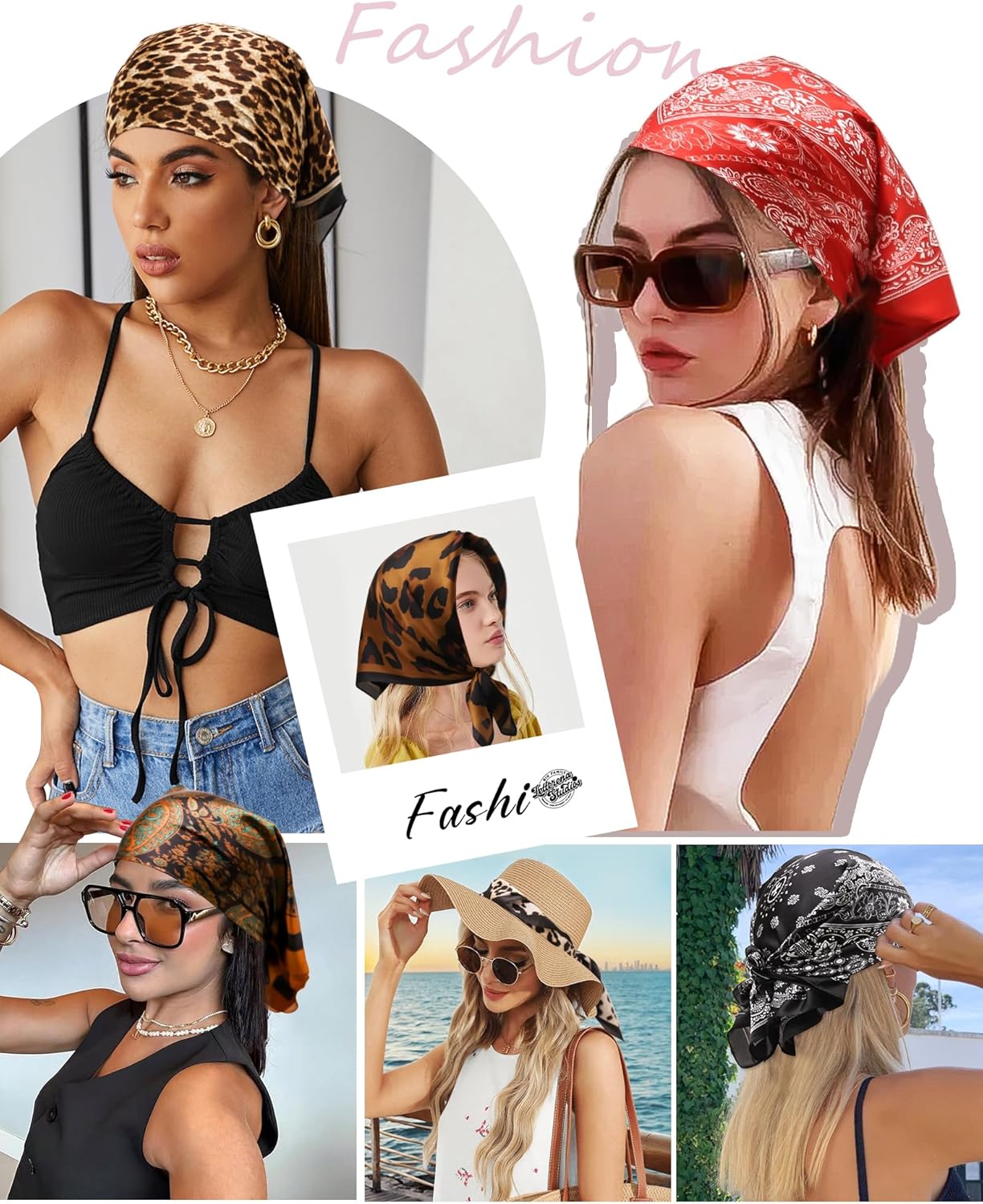 27.5" Square Satin Head Scarves - 2 Pack Hair Scarf Bandanas for Women Silk Neck Scarf for Women Girls Hair Wrap - Image 7