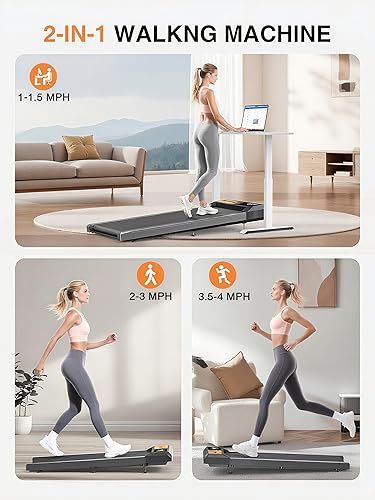 Miniatura 4 de Alfombrilla de caminadora con inclinación del 0%-5% y sincronización con aplicación, caminadoras pequeñas y compactas para usar debajo del