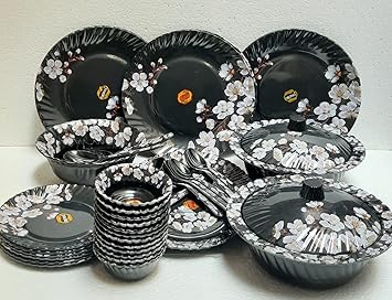 Zikra Black Melamine diiner Set of 44pcs.