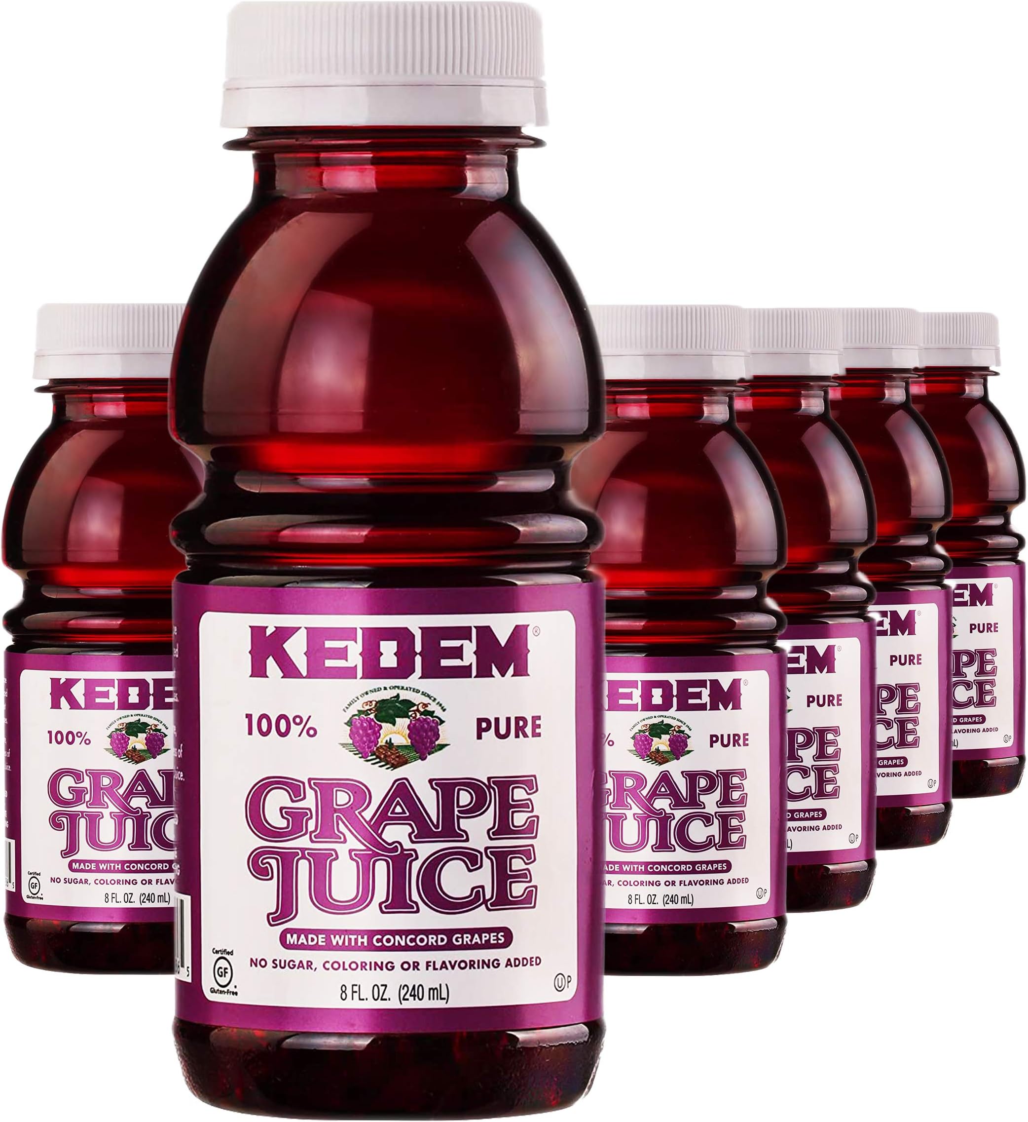 Grape Juice, 8oz BPA Free Plastic Bottle (12 Pack) Made With Concord Grapes, Certified Kosher