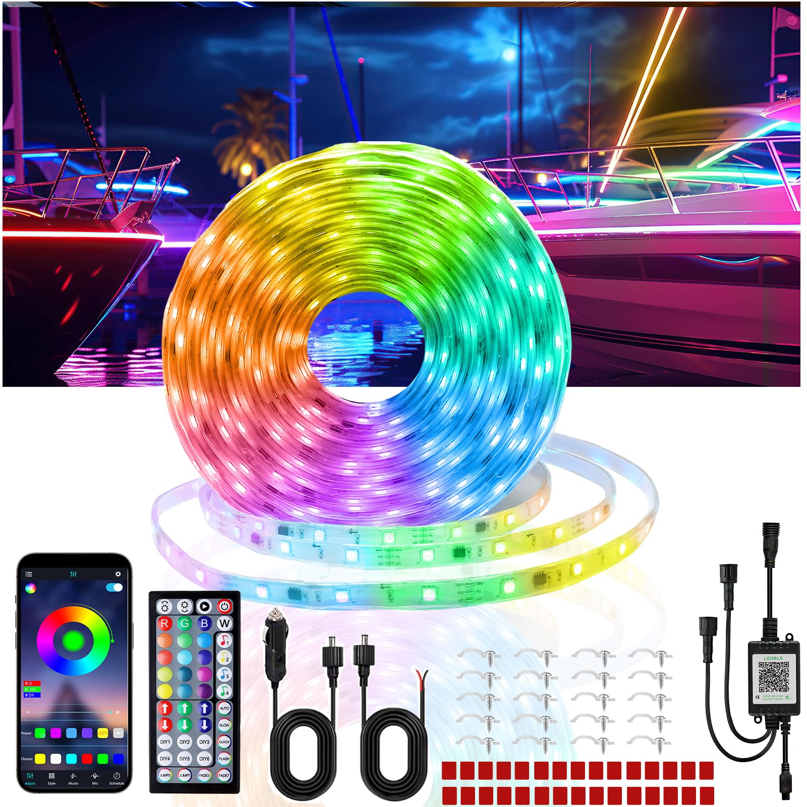 Premium RV Awning LED Light Strip Boat Camper Deck RGB Multi - Foto 2