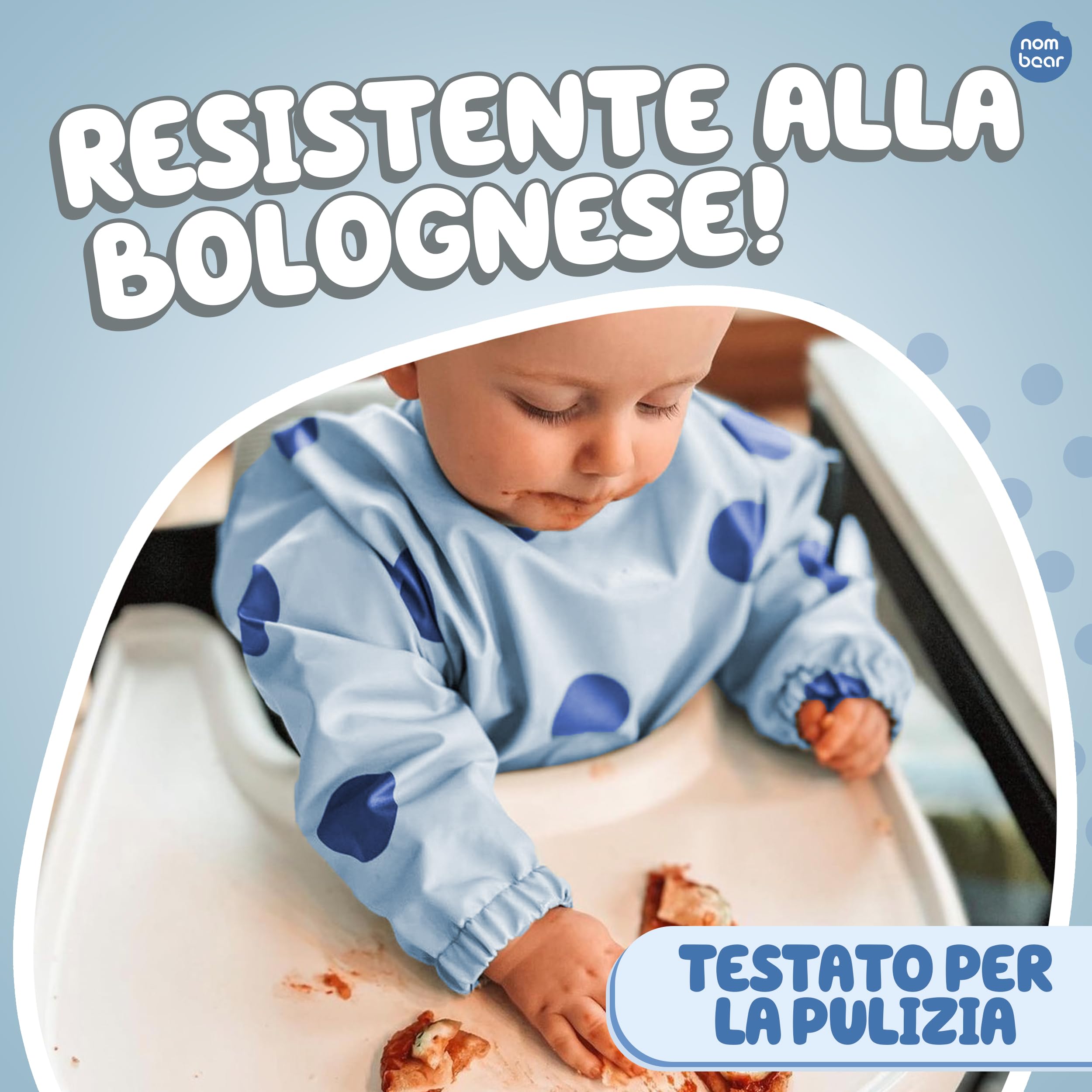 Nombear ® Bavaglini Impermeabili con Maniche 6 Mesi o Più - Bavaglini Pappa Svezzamento, Bavaglino con Maniche Lunghe, Bavaglini Impermeabili con Tasca, Bavaglio con Maniche per Bimbo