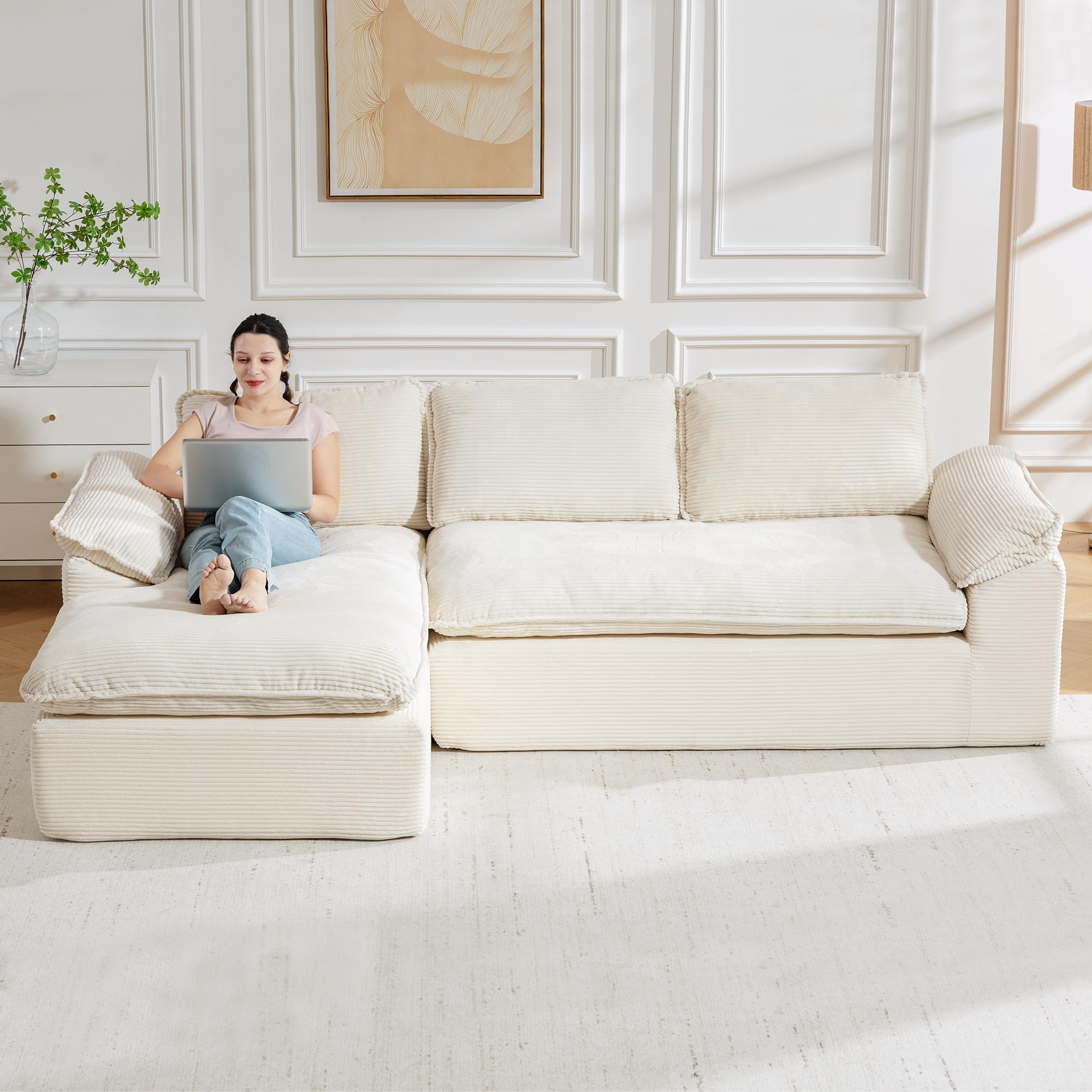 YKVIQBY 108” Modular Sectional Sofa, Cloud Sectional Couch with Deep Seat, Modern Modular L-Shape Sofa Couch with Chaise,Upholstered Couches for