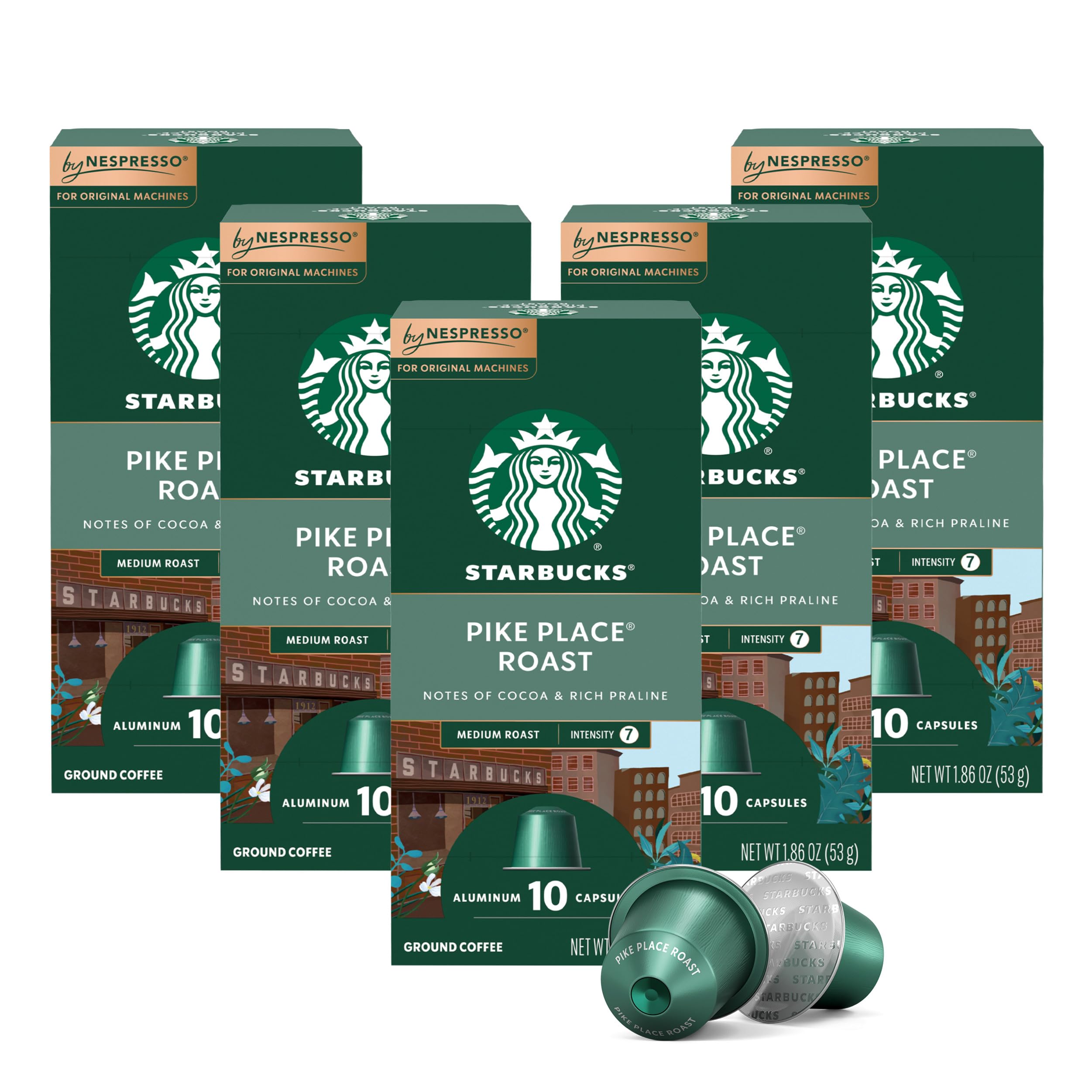 Starbucks by Nespresso, Pike Place Roast (50-count single serve capsules, compatible with Nespresso Original Line System)