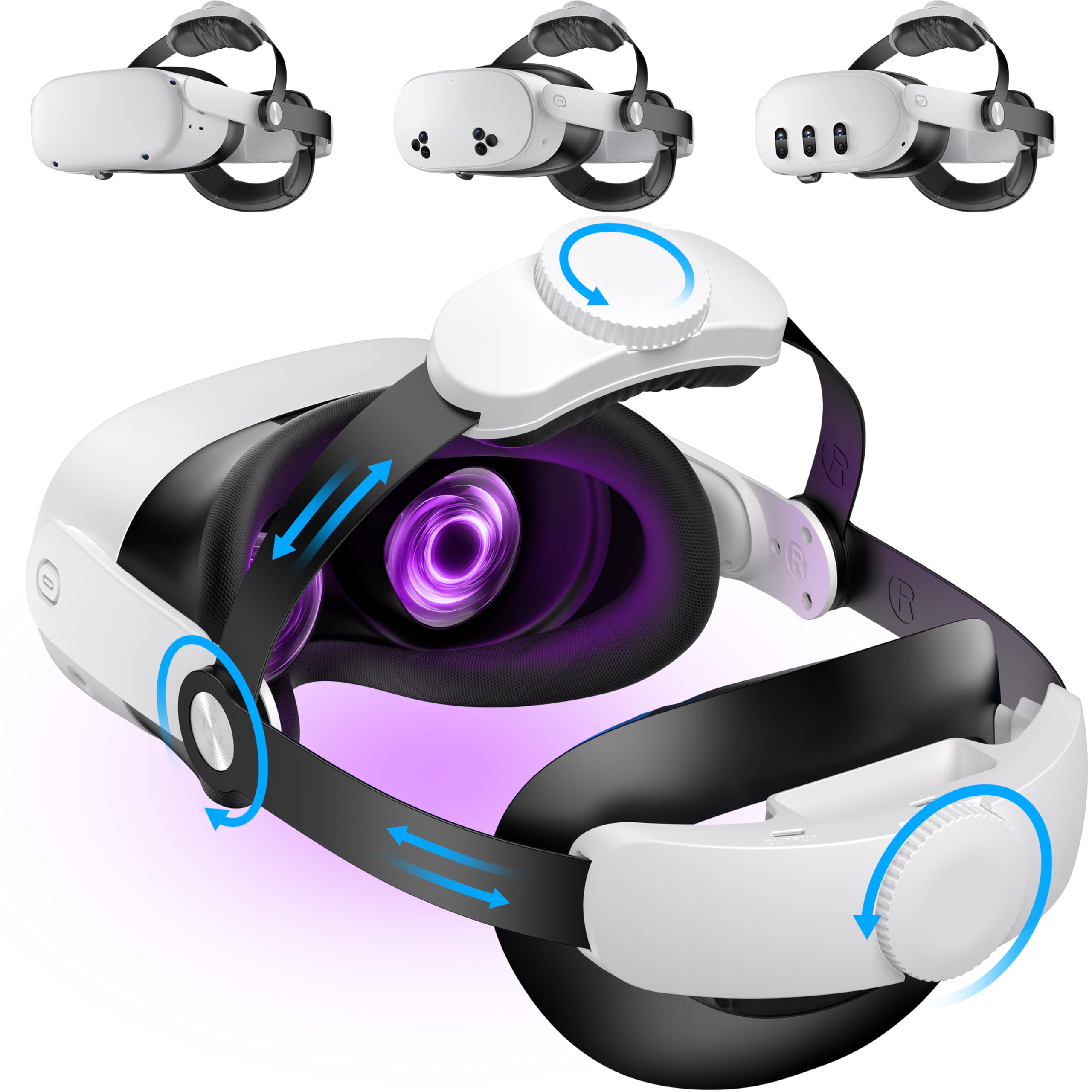 Comfort Head Strap with 2X75000mAh Battery Packs for Meta Quest 3/3S/Quest 2,VR Headset Elite Strap Replacement for Oculus Quest 3/2/3S Accessories with Charging Dock,Directional Adjustable Headstrap — view 15