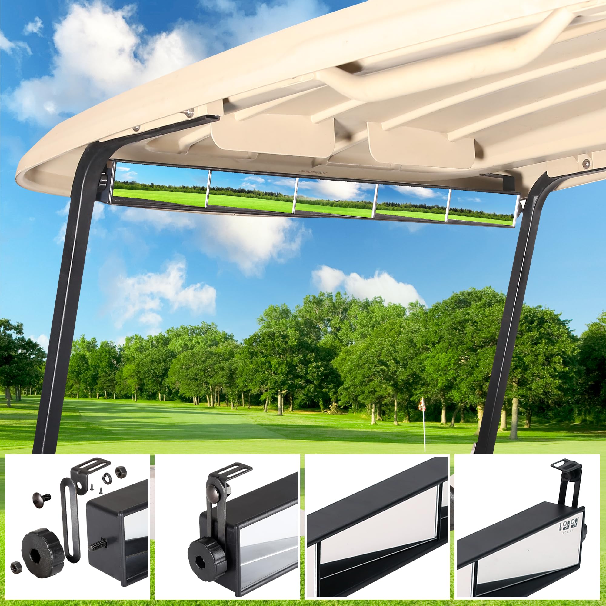 10L0L Rétroviseur universel à 5 panneaux pour voiturette de golf EZGO, Club Car, rétroviseur grand angle, compatible avec voiture SUV Van Truck