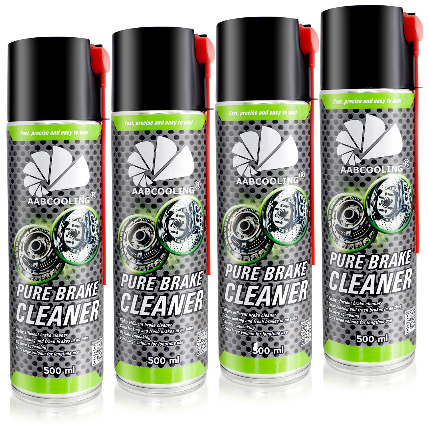 4x AABCOOLING Detergente per Freni e Componenti 500ml Sgrassatore Freni Spray per dischi, pinze, tamburi, Pulitore rapido, Rimuove liquido freni olio e sporco, Ideale per manutenzione parti meccaniche