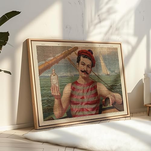 Miniatura 4 de Poster Master Impresión vintage de marinero, póster victoriano retro, arte de carrito de alcohol y bar, diseño de pared humorístico, arte de océano