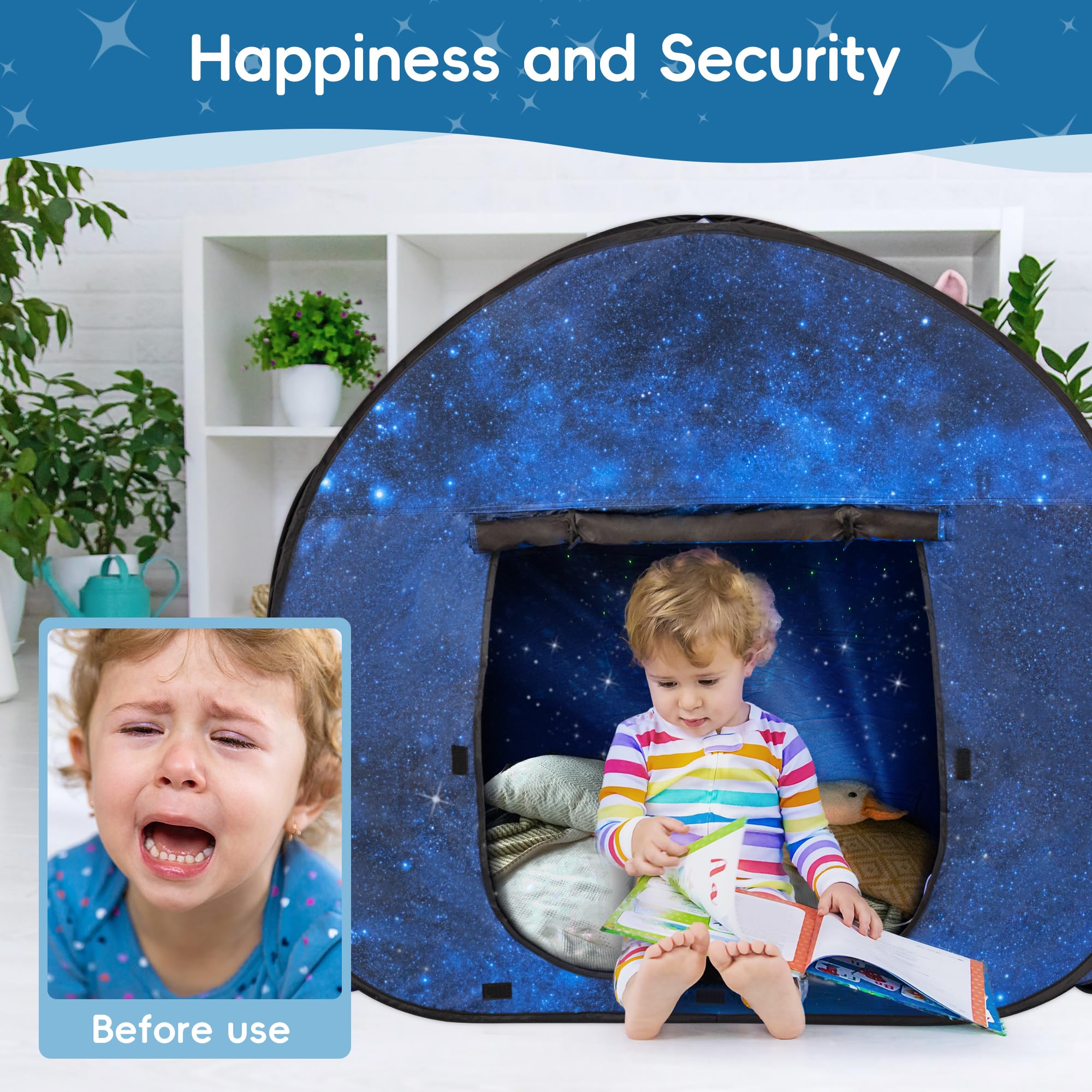OUTREE Sensory Tent 47 * 47 * 47 in?Starry Night Print,Sensory Tent for Kids with Autism, pop up Play Tent