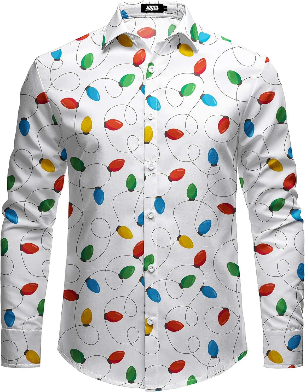 JOGAL Mens Christmas Turkey Thanksgiving Long Sleeve Santa Claus Button Down Shirt for New Year Party