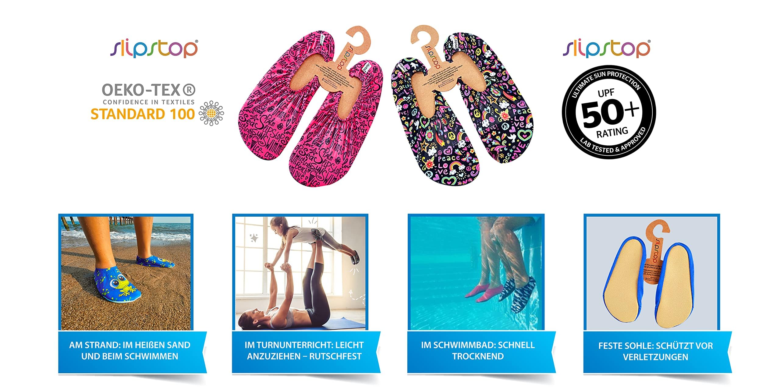 Slipstop Dziecięce buty plażowe, antypoślizgowe, baletowe, buty do pływania, na urlop, do jogi, basenu, akwarium, dla dziewcząt i chłopców, zielone/kolorowe, różne rozmiary