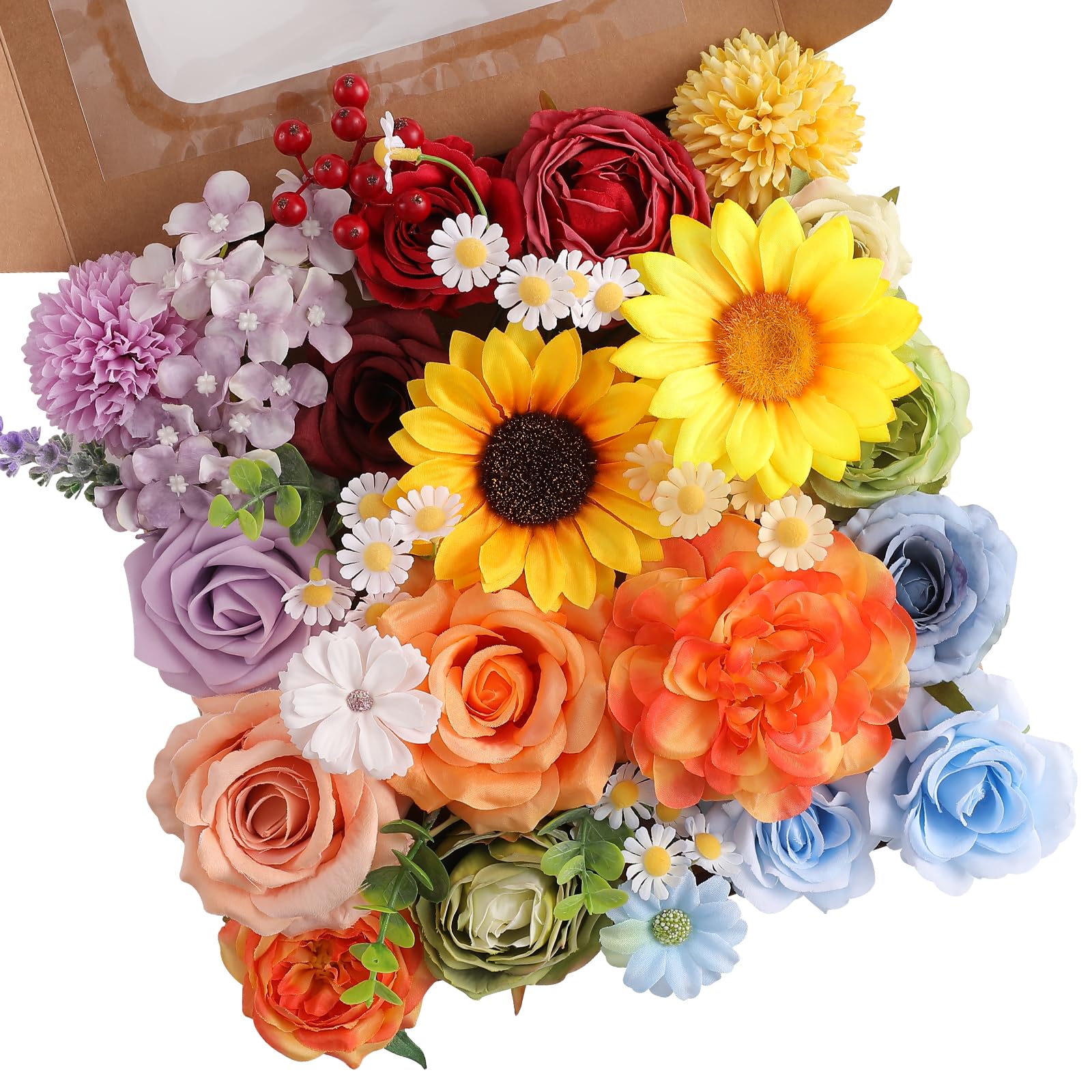 Floweroyal Artificial Flowers Fake Rose Flowers Dahlia with Stems for DIY Wedding Bridal Bouquets, Baby Shower, Floral Arrangement, Table Centerpieces, Home Decorations