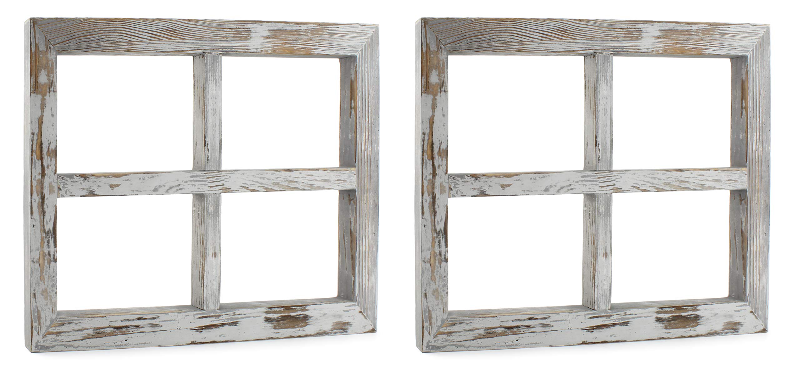 Darware Rustic Window Wood Frames (2-Pack, 11 x 16 Inch, Gray Washed); Window Pane Rustic Wall Decor for Photos, Pictures, Collages, and DIY Wall Art