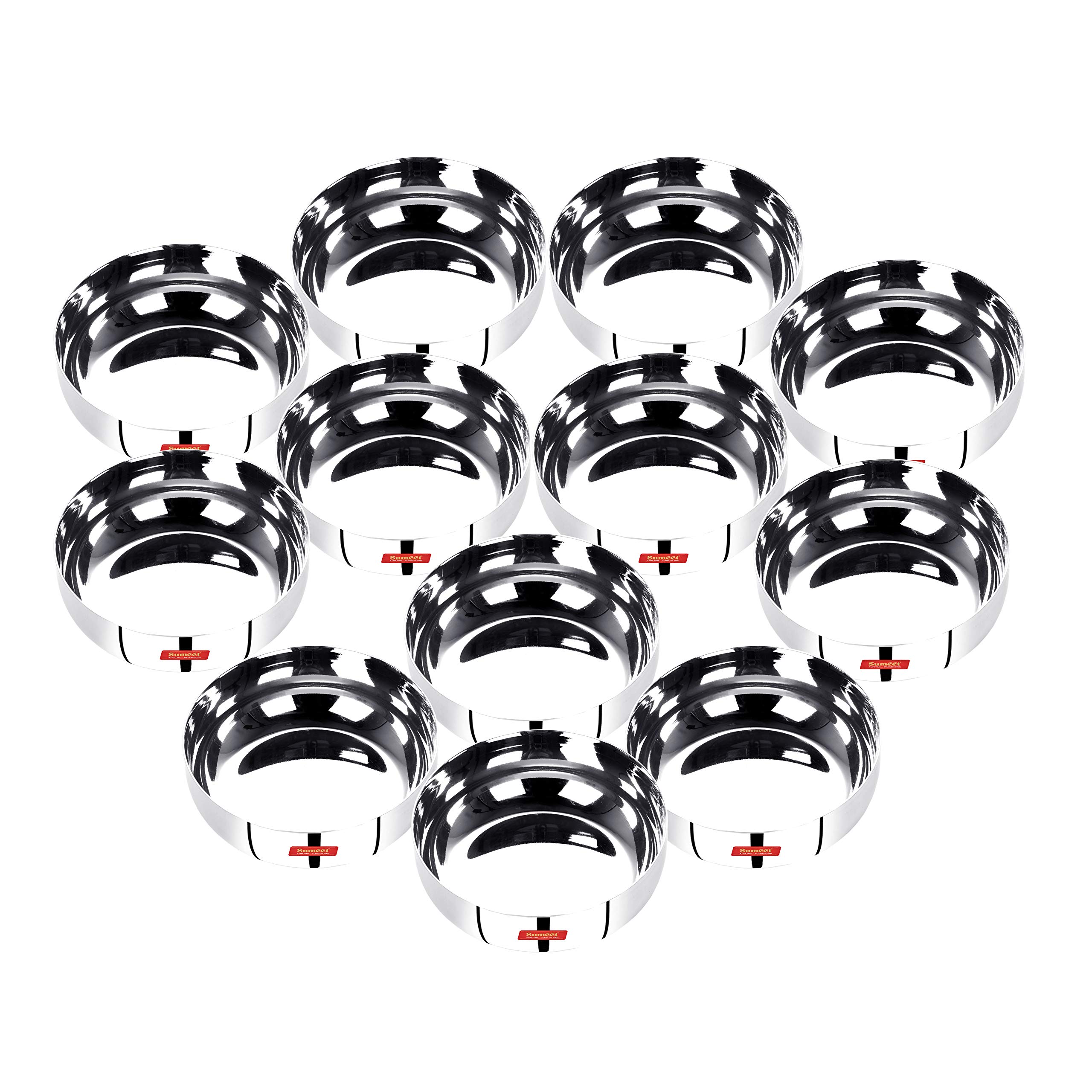 Sumeet Stainless Steel Apple Shape Heavy Gauge Mini Dessert Plates with Mirror Finish -10Cm Dia, 200ml Capacity - Set of 12 Pcs, Silver - Image 6 thumbnail