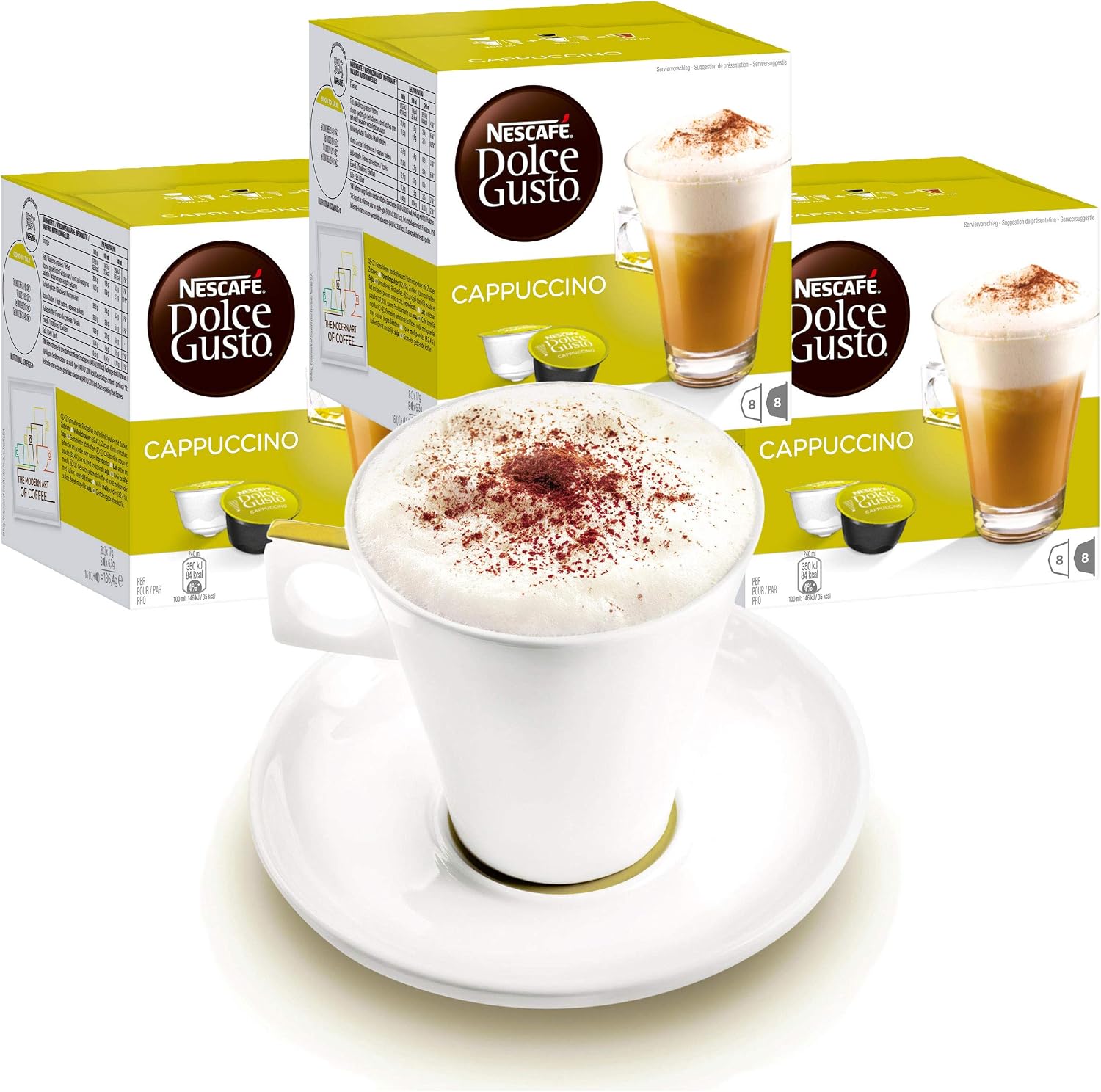 Nescafé Dolce Gusto - Juego de 3 Tazas con Vaso, Capuchino, café con Leche,  cápsulas de café, cápsulas de café y cápsulas : Amazon.es: Alimentación y  bebidas