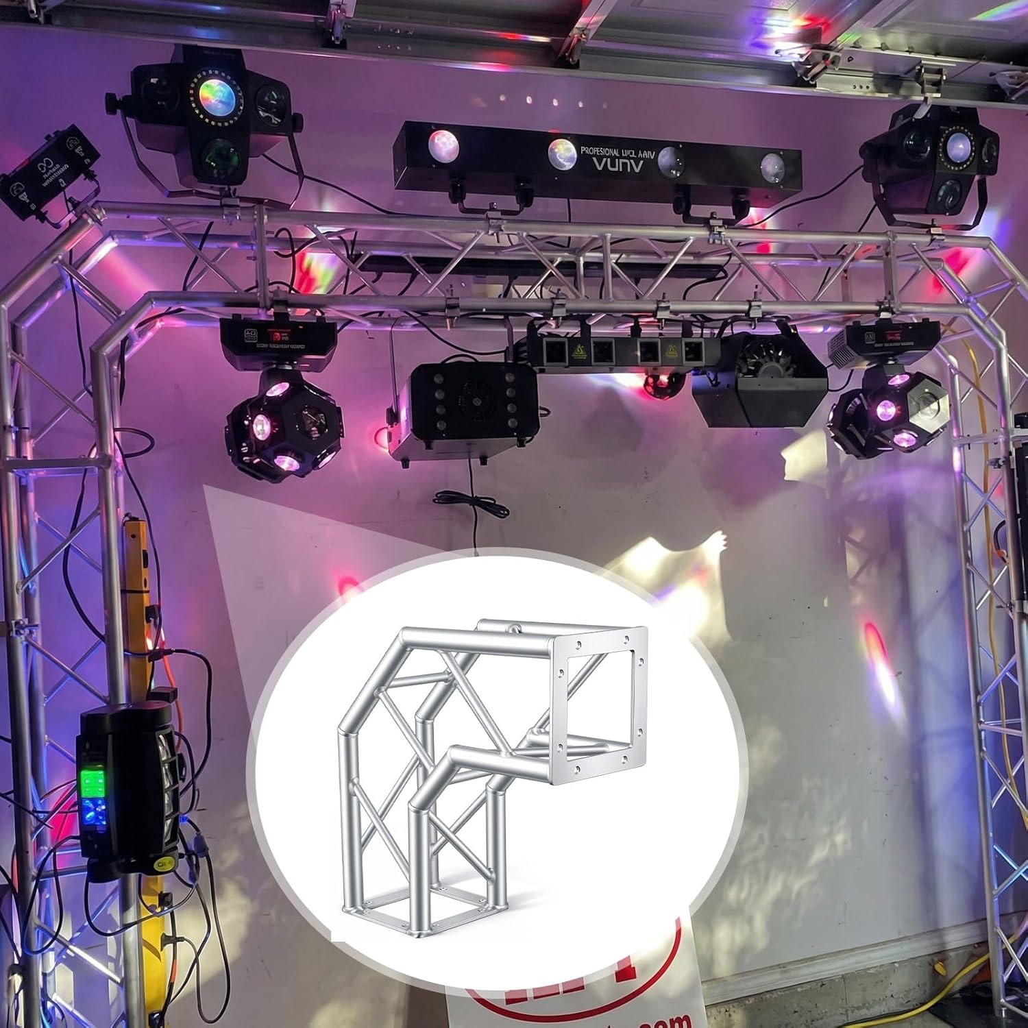 Shimeyao 19'' Bolt Corner for DJ Light Stand 8"x8" Square Trussing Aluminum Truss Connector with 1.25 Inch Tubing