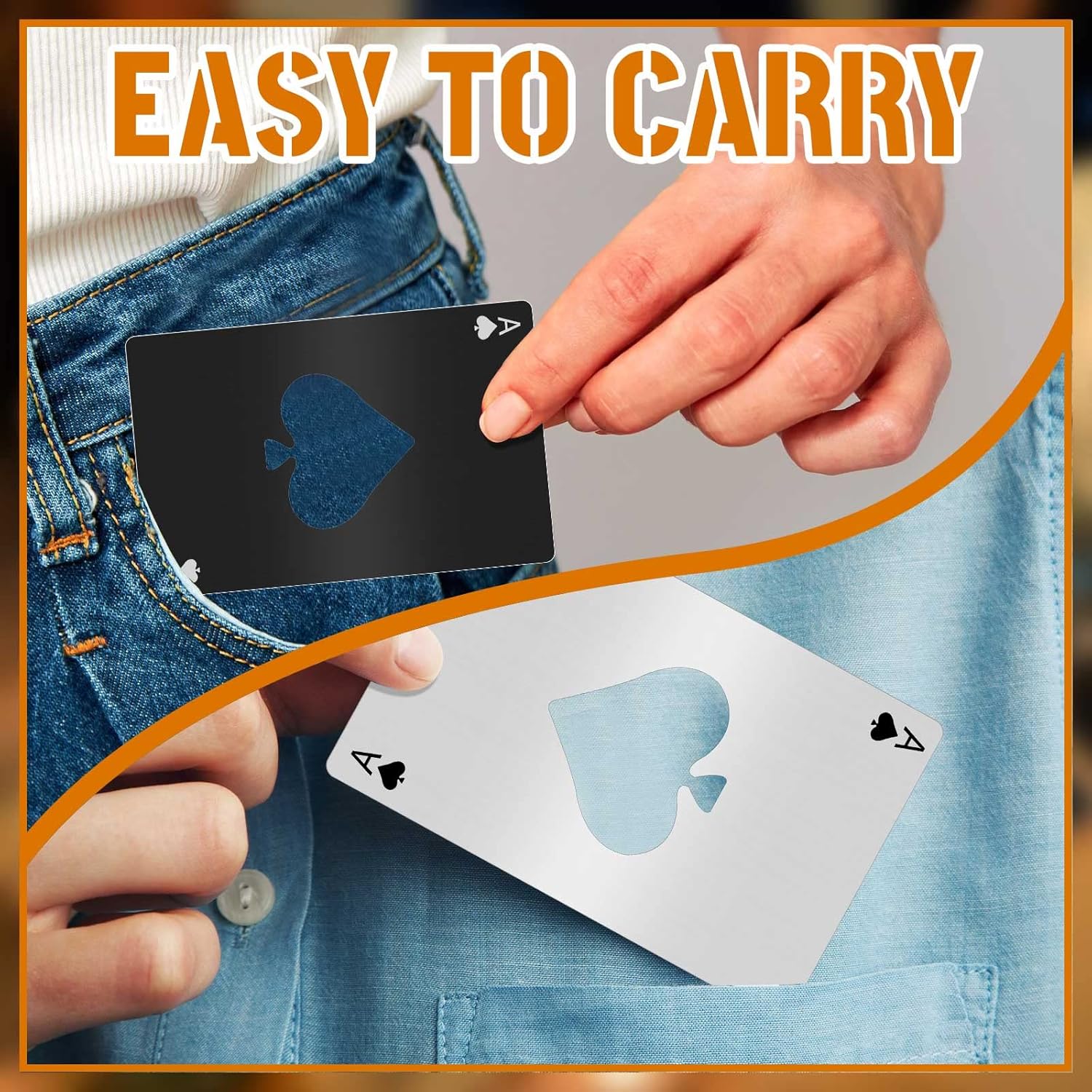 Nuogo 100 Pieces Poker Card Bottle Openers Stainless Steel Bottle Can Openers Bulk Metal Card Beer Bottle Openers Groomsmen Wallet Bottle Opener for Wedding Party Favors Bridesmaid Gifts