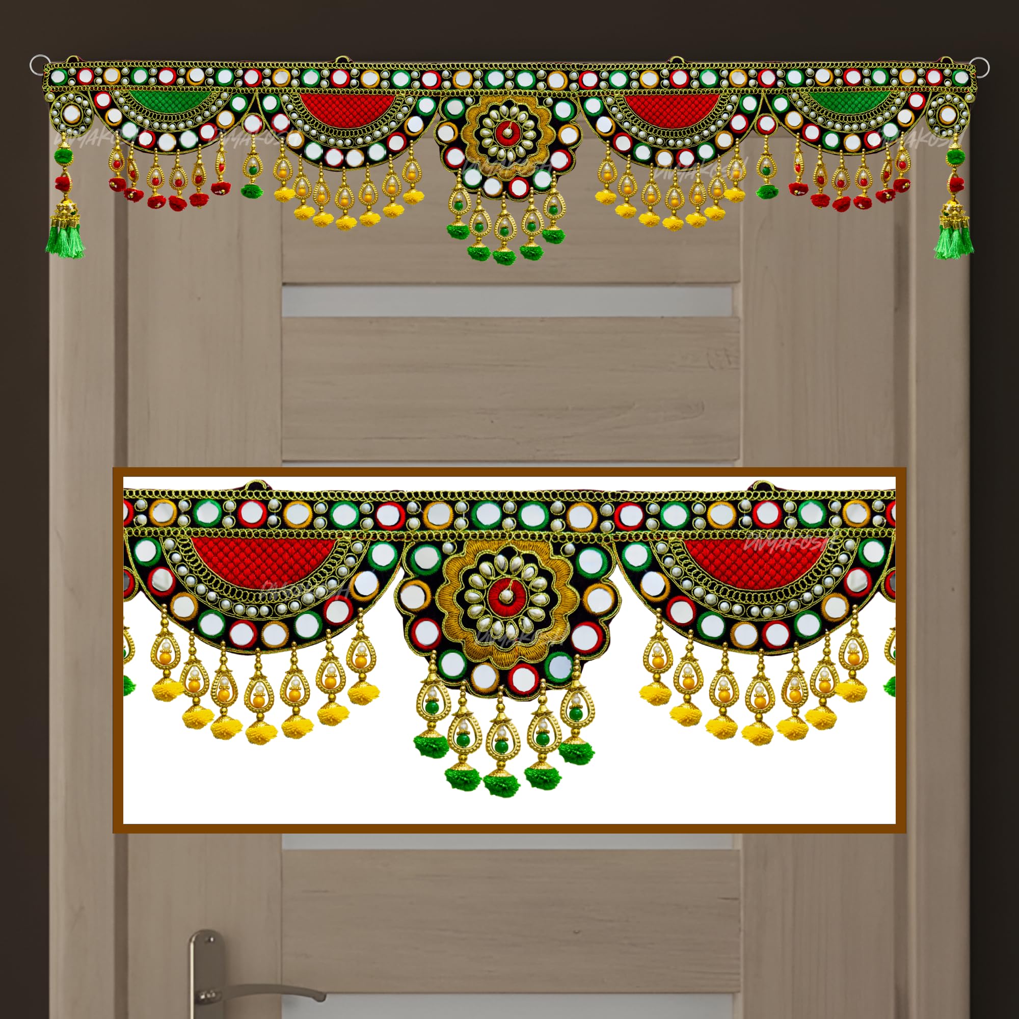 Divyakosh Toran / Thoran, Multicolor Fabric Rectangular, 90 cm, for Home Decor — image 1