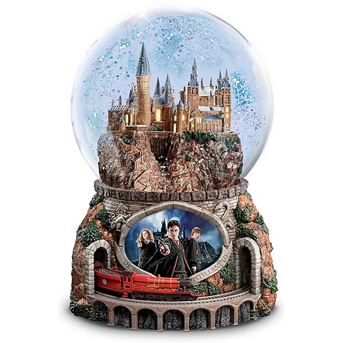 The Bradford Exchange Harry Potter Hogwarts Express Musical Snow Globe, Light-Up Castle, Moving Train with Hedwig's Theme