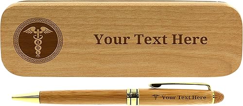 Miniatura 9 de Juego de bolígrafos personalizables de madera de bambú con grabado personalizado, 2 unidades