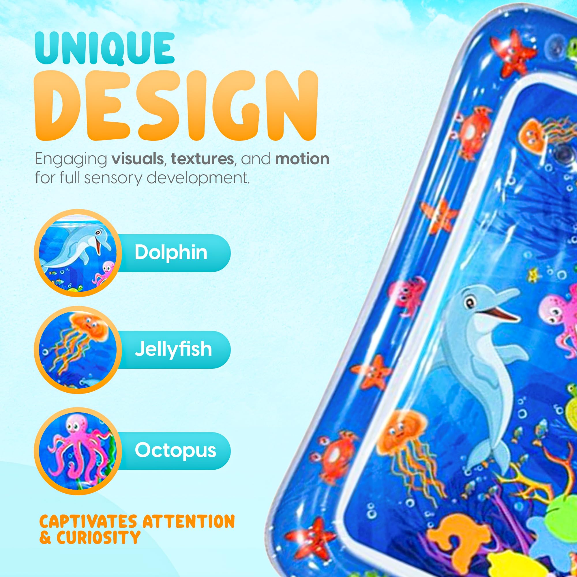 SHOPING SOLUTIONS LLC, Inflatable Water Play Mat for Kids, Sensory Activity Toy for Babies, Premium Water Play Pad, Fun & Engaging Baby Gift 2