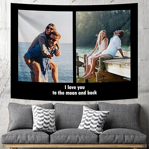Tapiz personalizado para cargar imágenes con fotos y textos, tapiz personalizado para colgar en la pared, manta de telón de fondo para decoración de