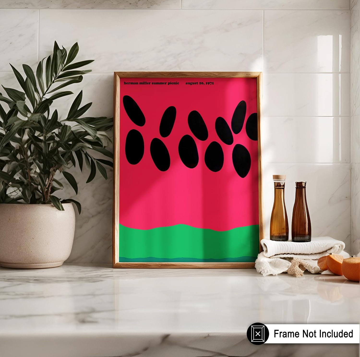 Poster Master Watermelon Print - Summer Picnic Poster - Food & Drink Art - Minimal Gift for Men & Women - Aesthetic Decor for Kitchen, Dining Room or Restaurant - 8x10 UNFRAMED Wall Art