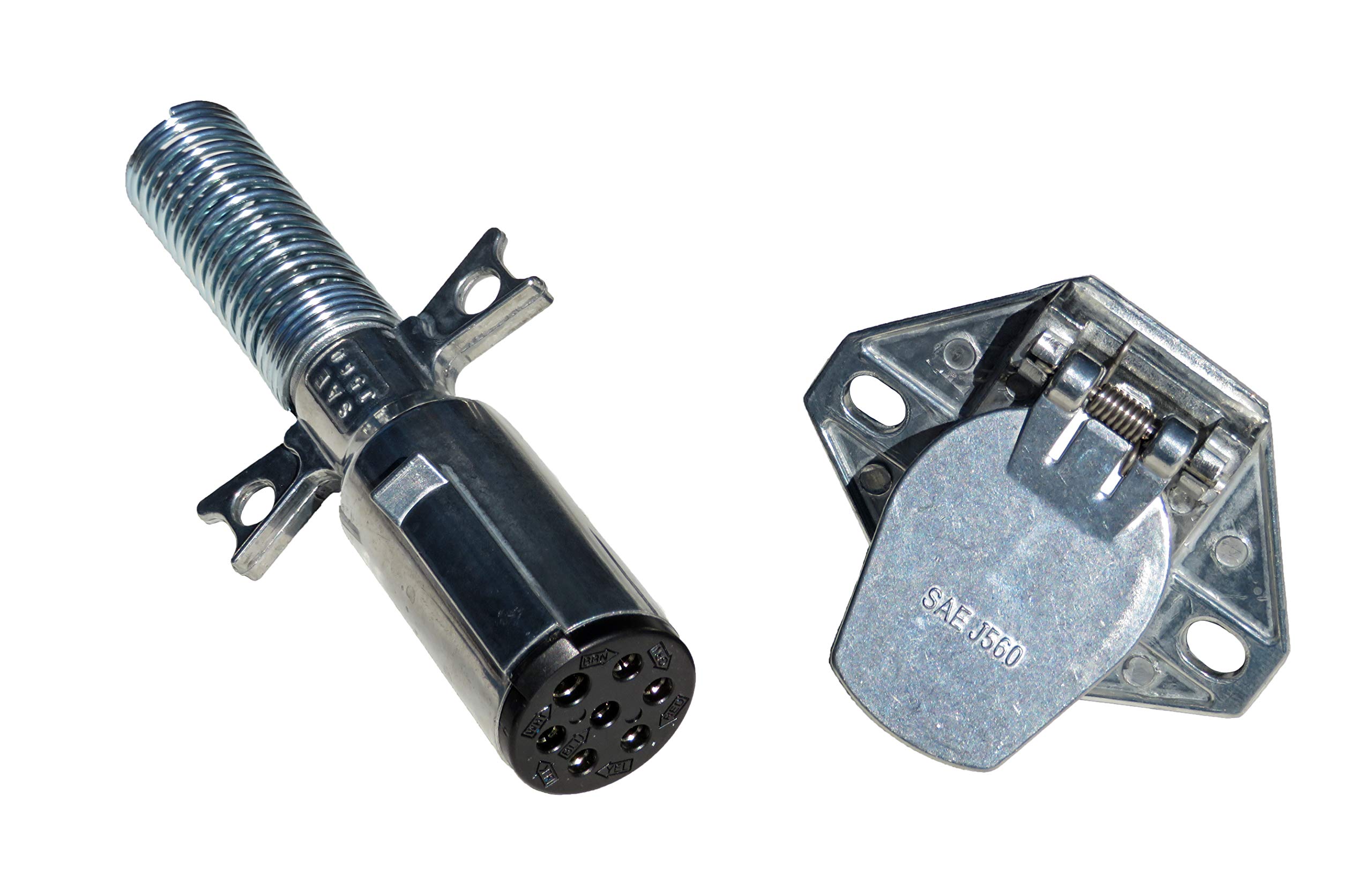 Road King Truck Parts 7-Way Polished Electrical Plug and Socket Set