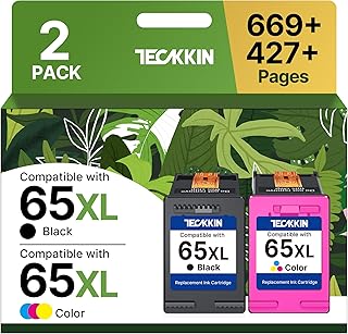 65XL Ink Cartridges Remanufactured for HP Ink 65 Black and Color Combo Pack Works with HP Deskjet 2620 3720 5055 3758 (1 B...