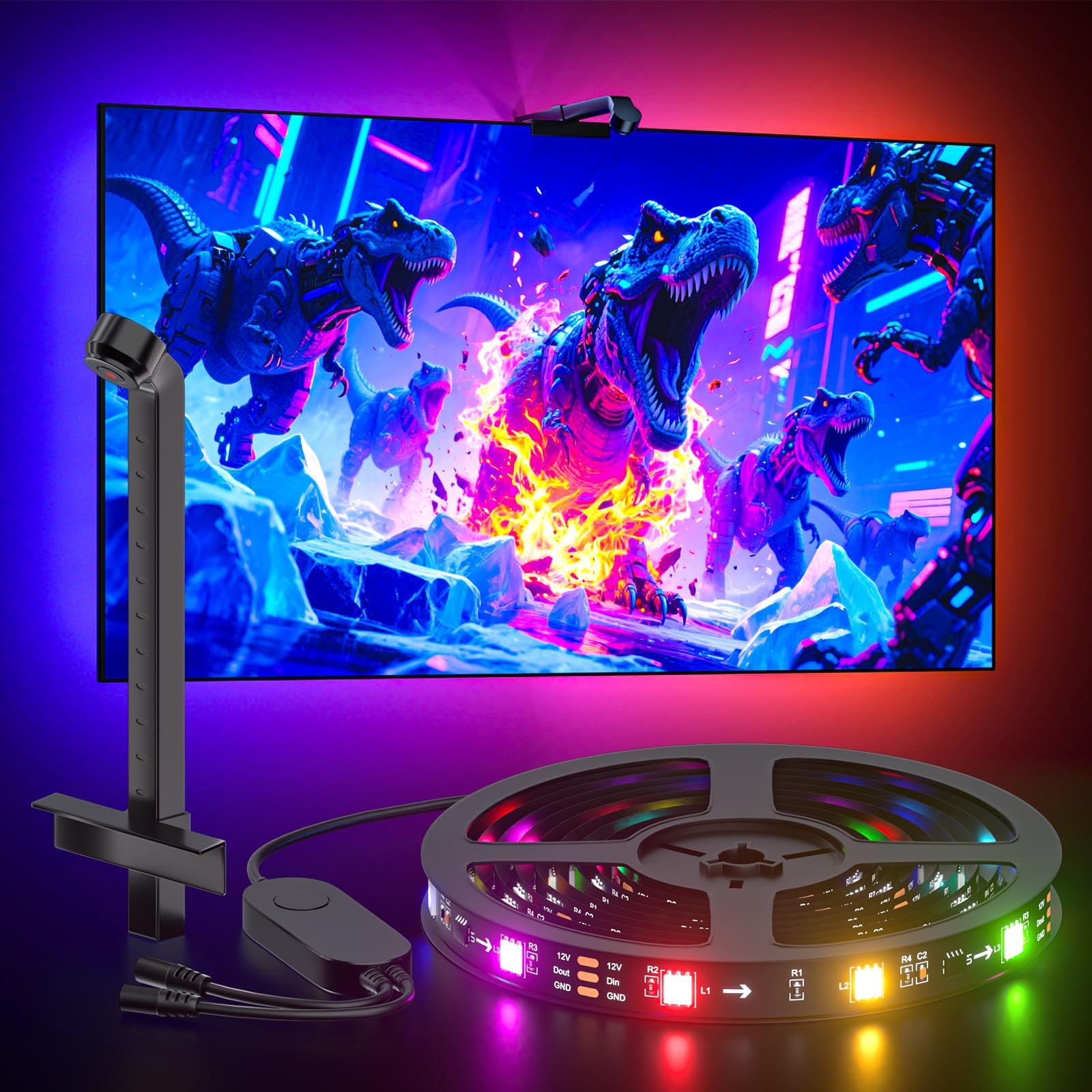 Smart TV LED Backlight Color Picking Device, 3M LED Strip Lights for TV 40-50 inch, TV Backlight Sync to Screen& Music, App Control (3M)